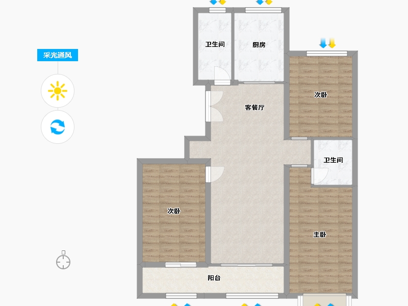 山东省-潍坊市-恒信风華上品-104.65-户型库-采光通风