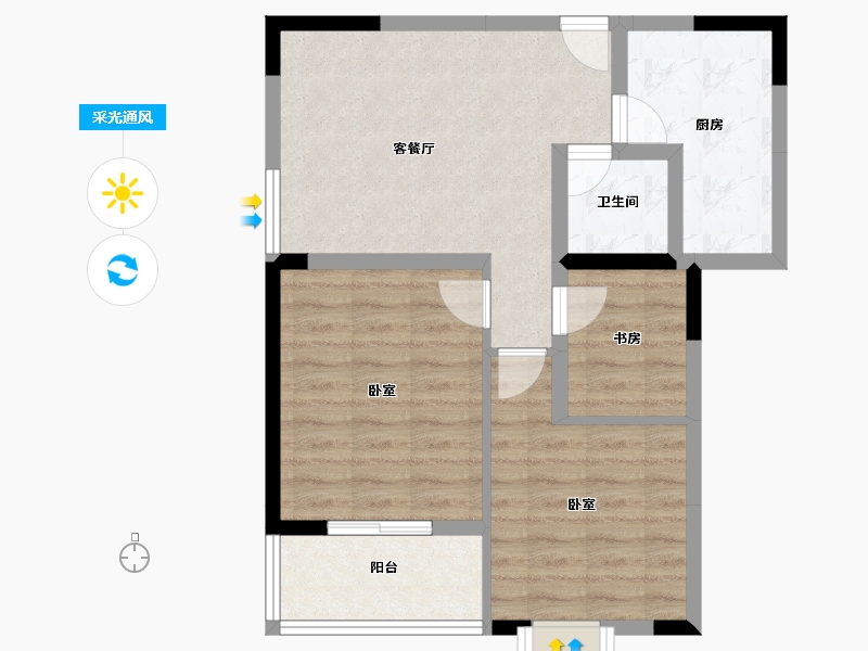 湖北省-黄冈市-锦绣山河幸福城三期-65.29-户型库-采光通风