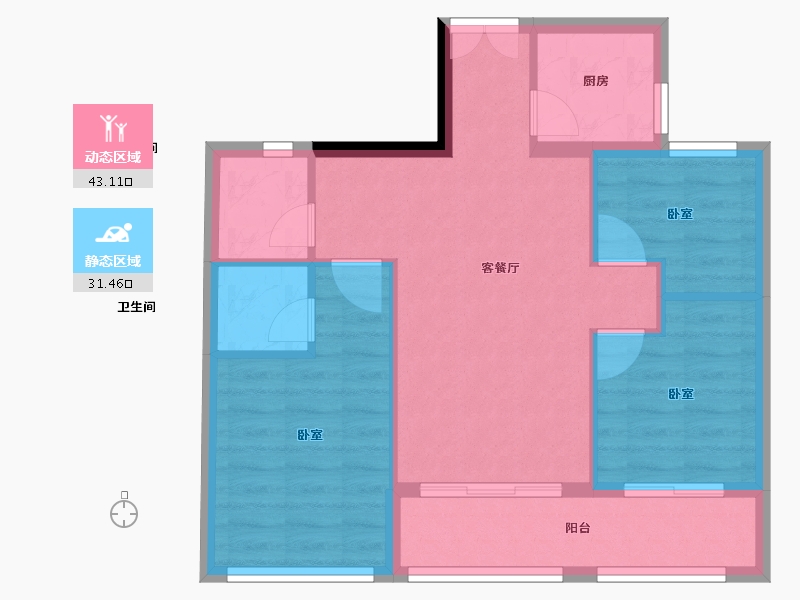 浙江省-绍兴市-店口丽景春天-67.00-户型库-动静分区