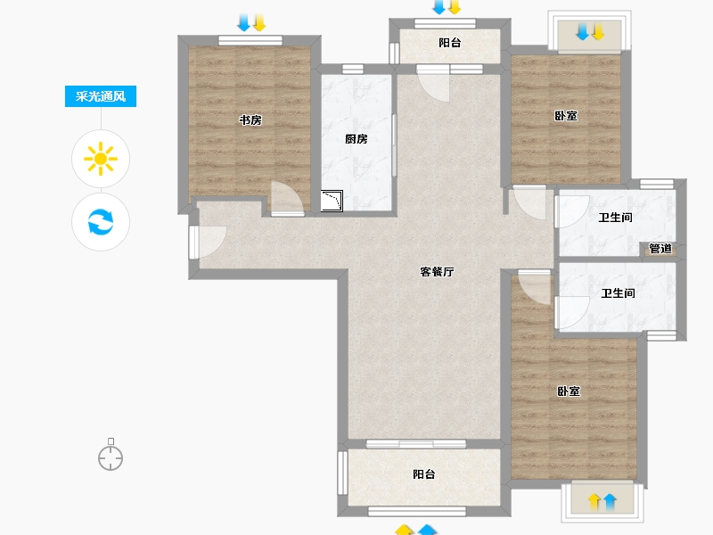 湖北省-武汉市-金地悦江时代-96.00-户型库-采光通风