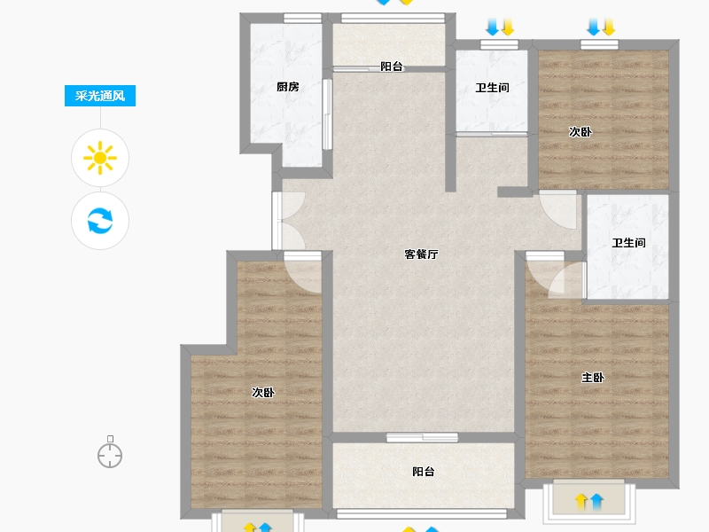 山东省-临沂市-房源印象东城-106.01-户型库-采光通风