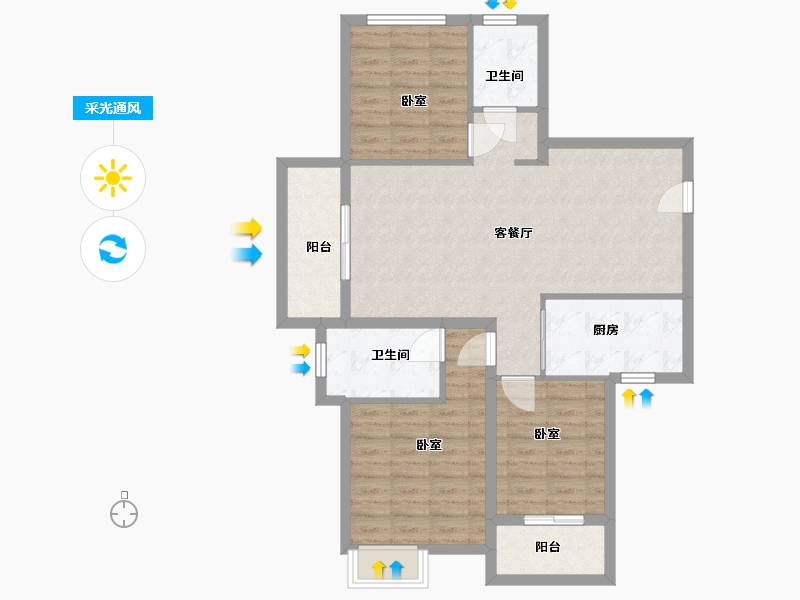 湖北省-武汉市-金地悦江时代-93.00-户型库-采光通风