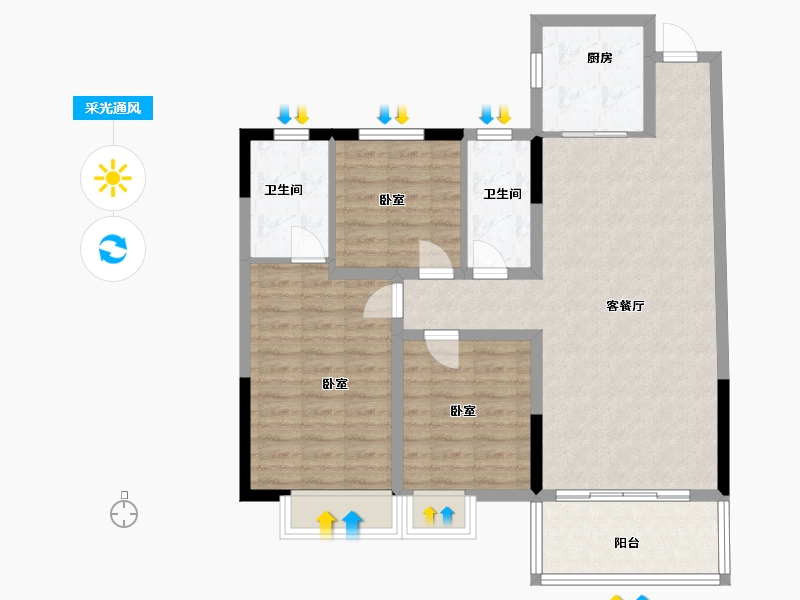 湖北省-黄冈市-信华滨江华庭-91.00-户型库-采光通风