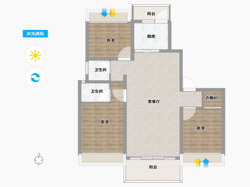 河南省-信阳市-龙盘置业·盛世豪庭-103.90-户型库-采光通风