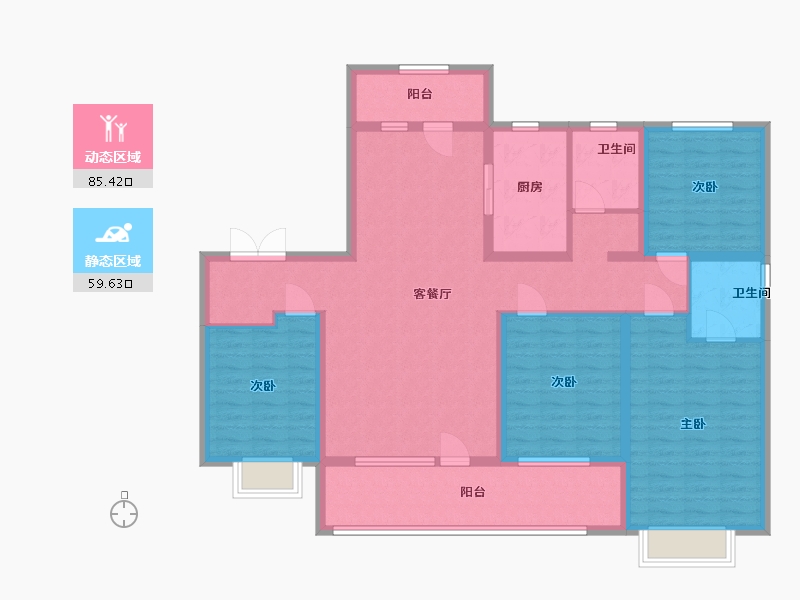 山东省-潍坊市-中南保利樾府-129.41-户型库-动静分区