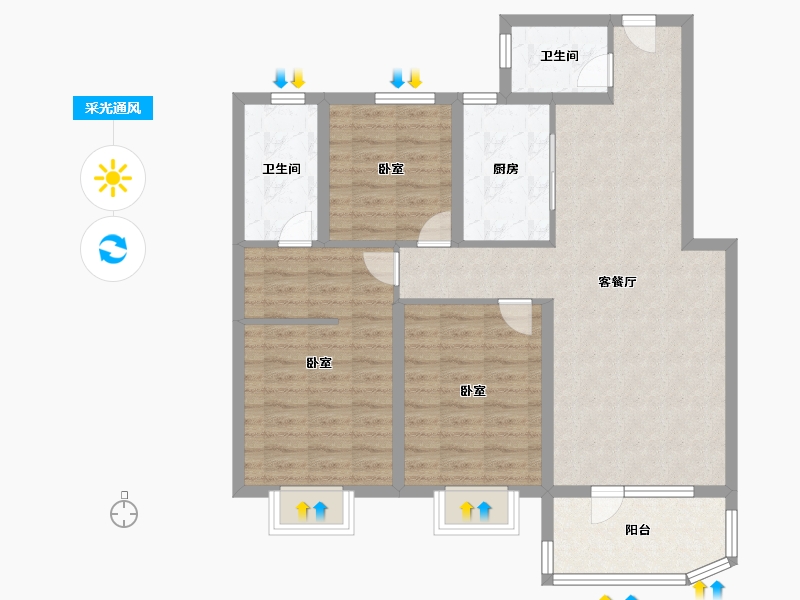 山东省-济宁市-惠民瑞马世家-93.00-户型库-采光通风