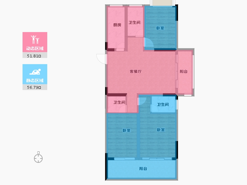 湖北省-黄冈市-御江·幸福里-96.71-户型库-动静分区