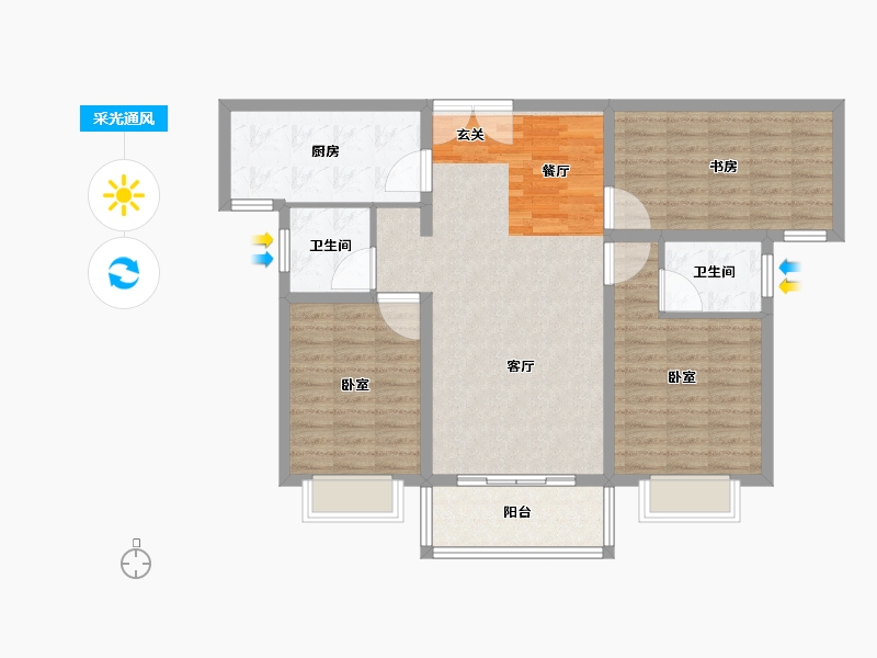 河南省-许昌市-山峰唐宁湾-99.86-户型库-采光通风