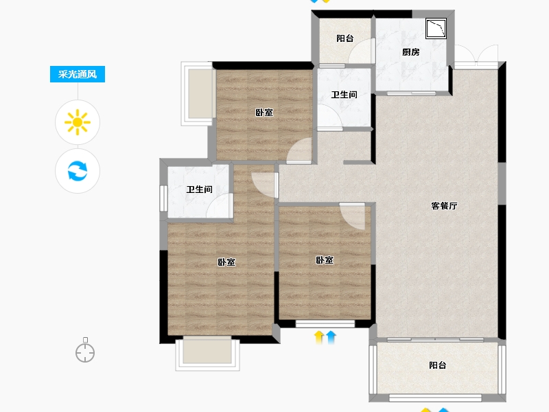 湖南省-株洲市-华晨神农府-88.40-户型库-采光通风