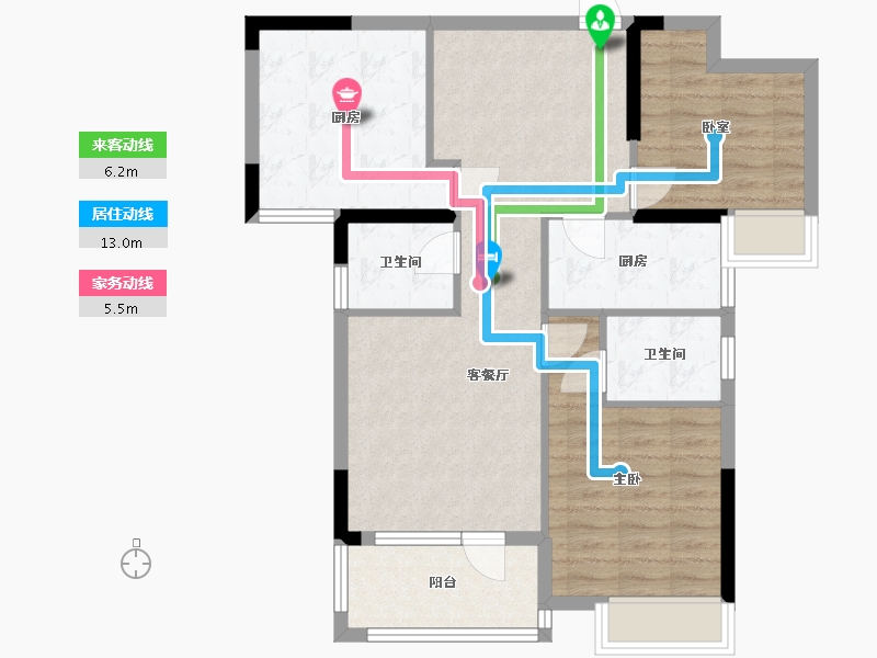 湖北省-武汉市-华星龙腾国际-80.55-户型库-动静线