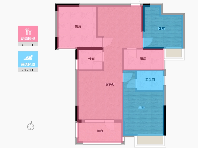 湖北省-武汉市-华星龙腾国际-80.55-户型库-动静分区