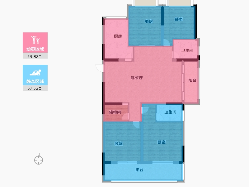 湖北省-黄冈市-御江·幸福里-113.99-户型库-动静分区