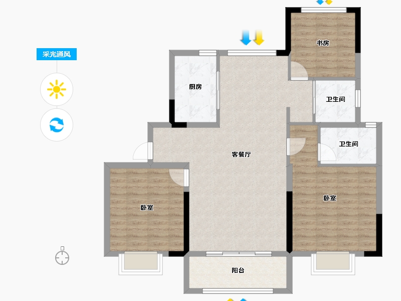 山东省-济宁市-碧桂园济州府领誉-101.99-户型库-采光通风