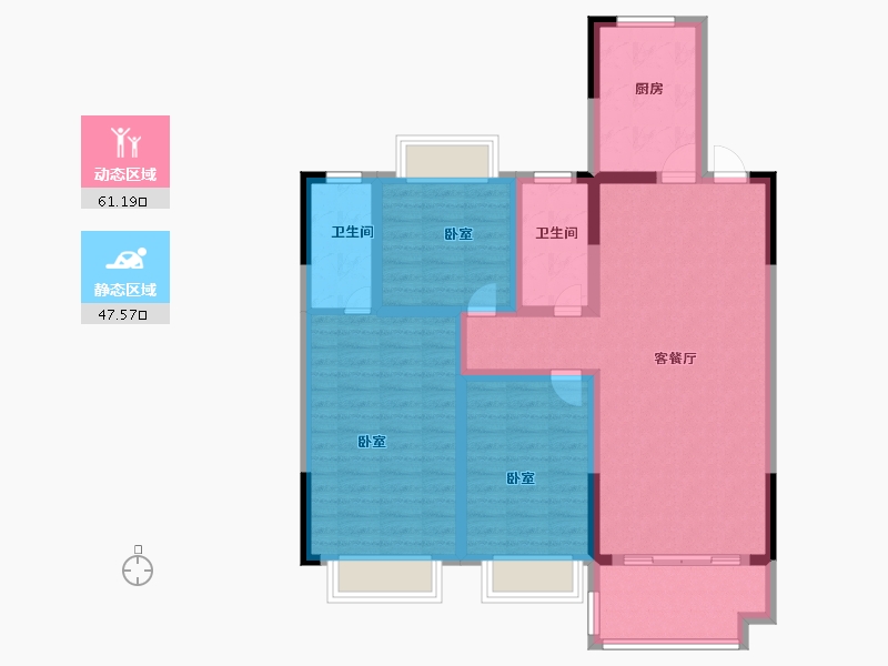 湖北省-黄冈市-御江·幸福里-96.57-户型库-动静分区