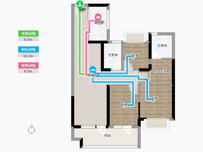 湖北省-襄阳市-雅居乐玺悦-73.35-户型库-动静线