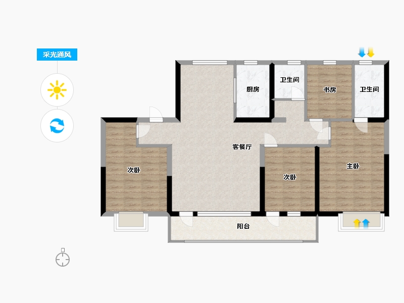 山东省-临沂市-碧桂园天宸府-116.00-户型库-采光通风