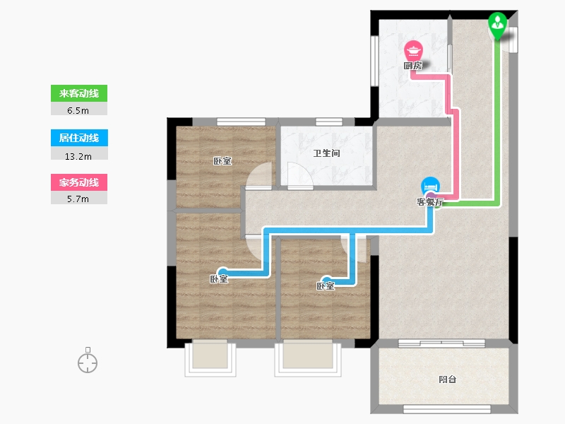 山东省-济宁市-碧桂园济州府领誉-76.00-户型库-动静线