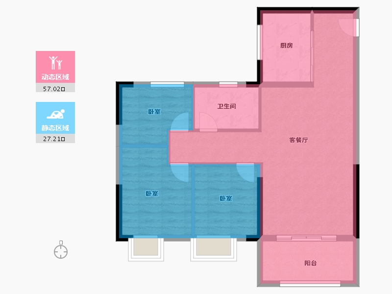 山东省-济宁市-碧桂园济州府领誉-76.00-户型库-动静分区