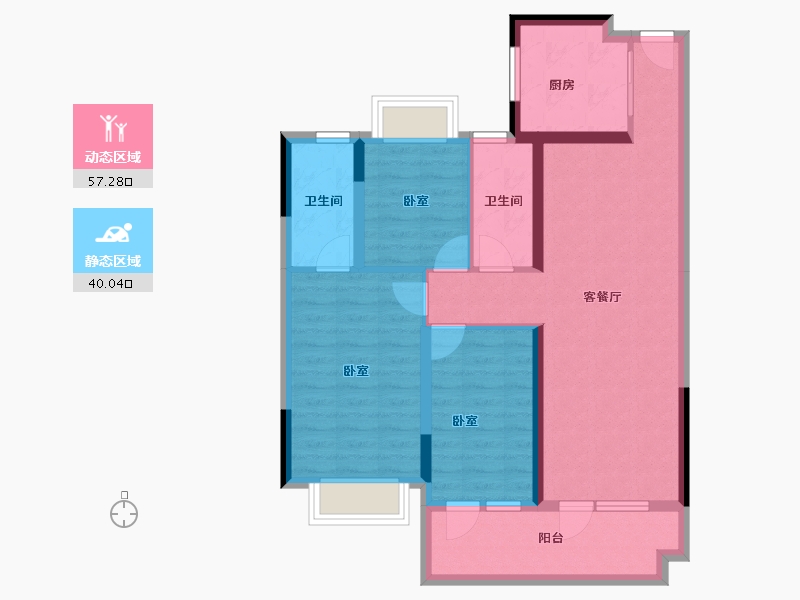 湖北省-襄阳市-雅居乐玺悦-86.33-户型库-动静分区