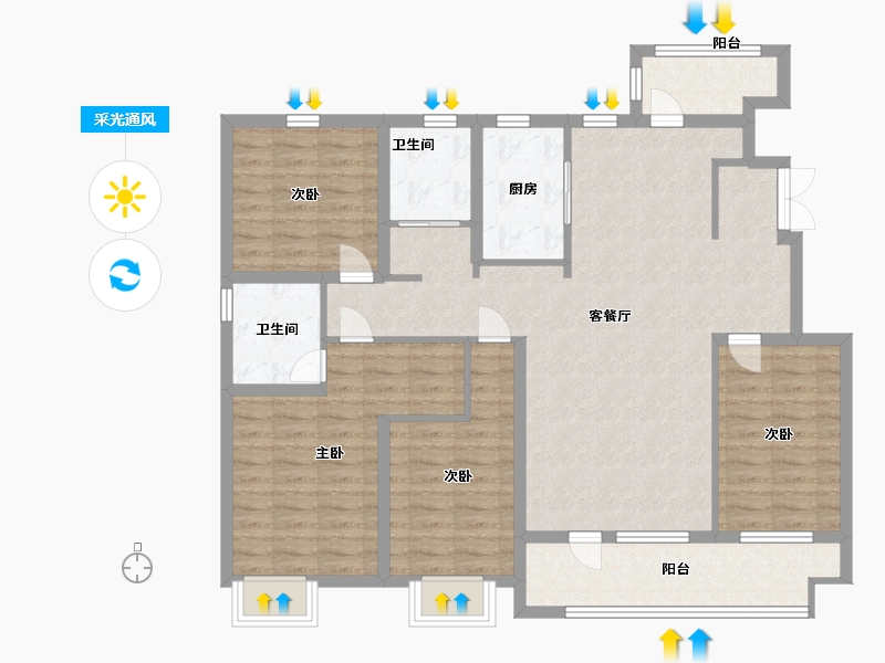 山东省-临沂市-房源印象东城-113.99-户型库-采光通风