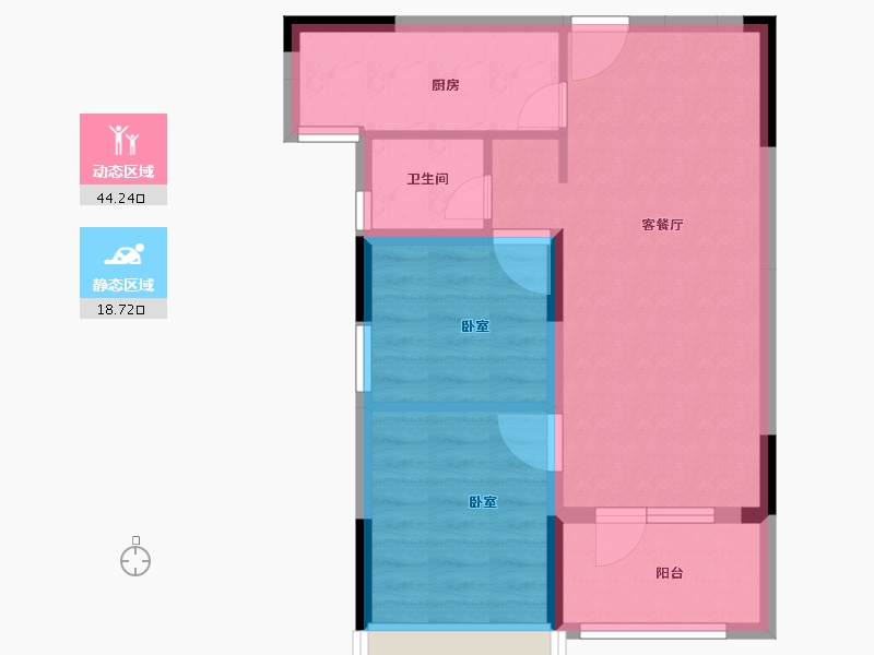 湖北省-襄阳市-万景·三号院-55.90-户型库-动静分区