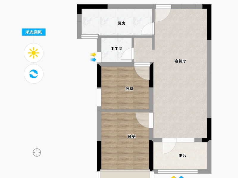 湖北省-襄阳市-万景·三号院-55.90-户型库-采光通风