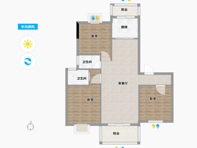 湖北省-黄冈市-金都上城-99.01-户型库-采光通风