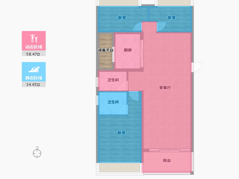 湖北省-十堰市-楚天都市熙园-86.89-户型库-动静分区