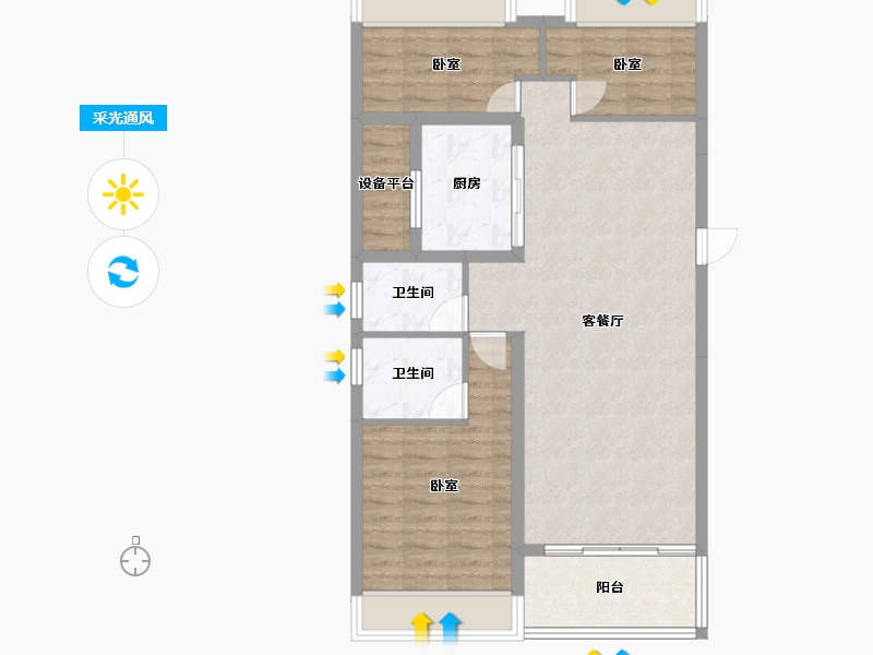 湖北省-十堰市-楚天都市熙园-86.89-户型库-采光通风