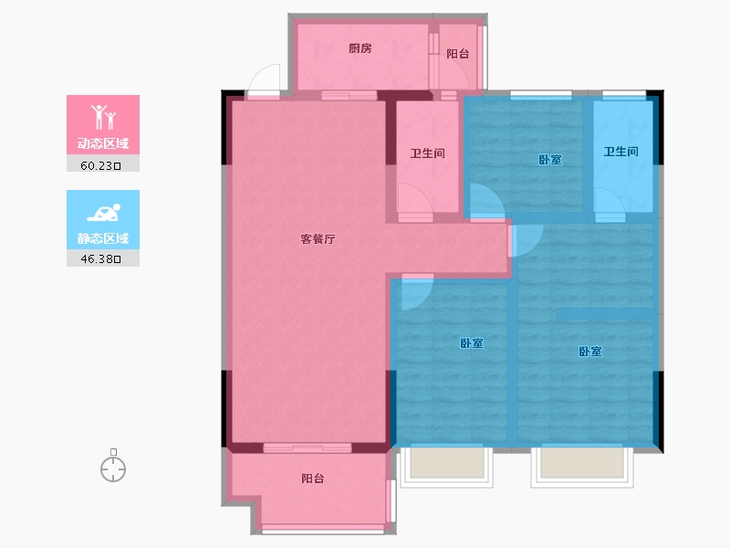 湖北省-黄冈市-御江·幸福里-94.00-户型库-动静分区