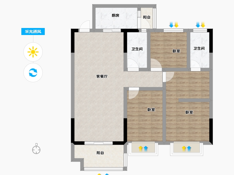 湖北省-黄冈市-御江·幸福里-94.00-户型库-采光通风