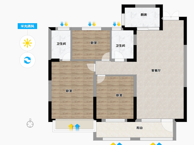 湖北省-黄冈市-菁华园-90.01-户型库-采光通风