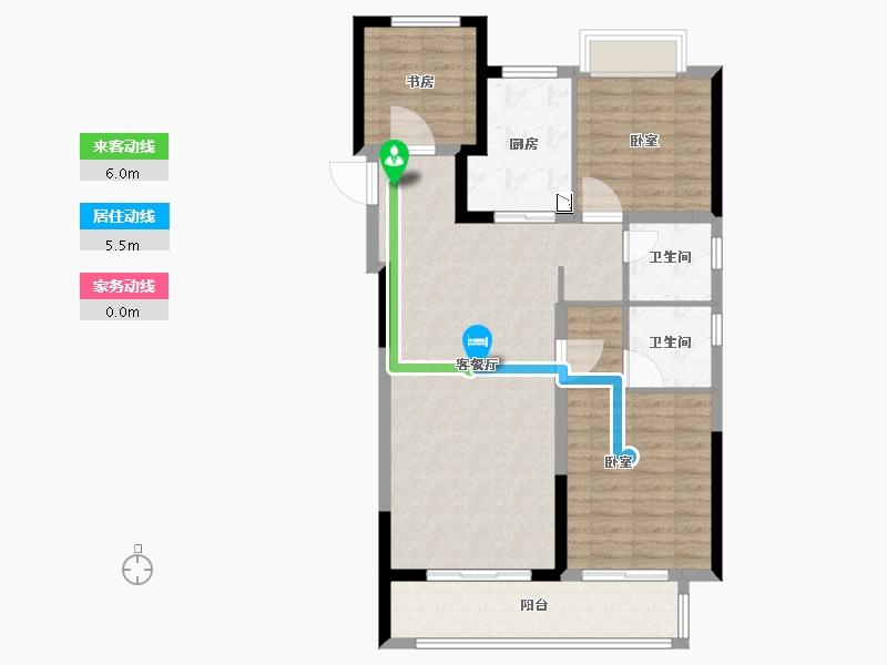 湖北省-荆州市-中粮祥云地铁小镇-94.00-户型库-动静线