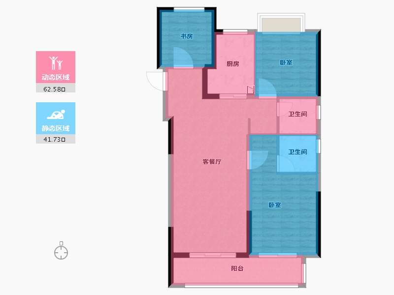 湖北省-荆州市-中粮祥云地铁小镇-94.00-户型库-动静分区