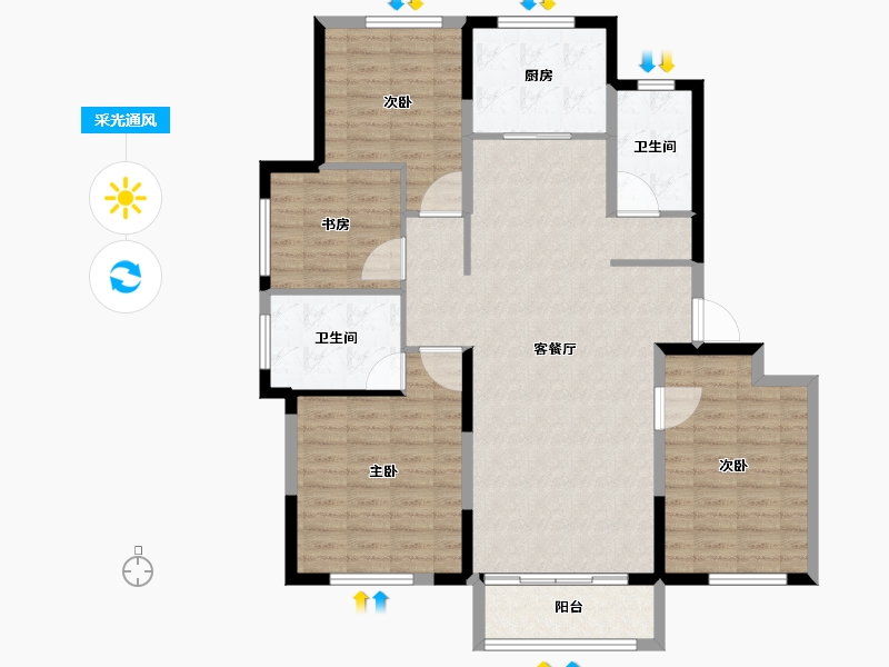 山东省-威海市-国宏立泰桂花园-118.00-户型库-采光通风