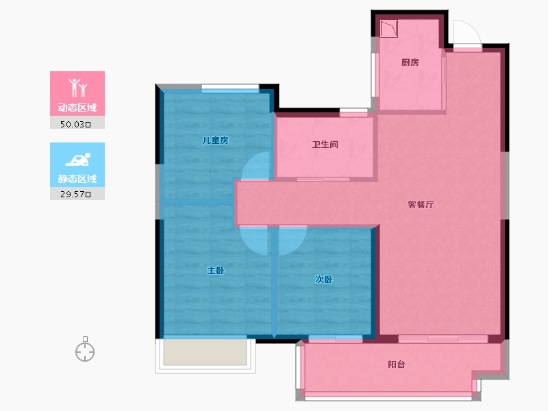 湖南省-株洲市-实地株洲蔷薇熙岸-71.67-户型库-动静分区