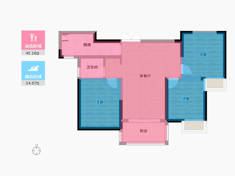 湖南省-株洲市-城发南洲壹号-70.79-户型库-动静分区