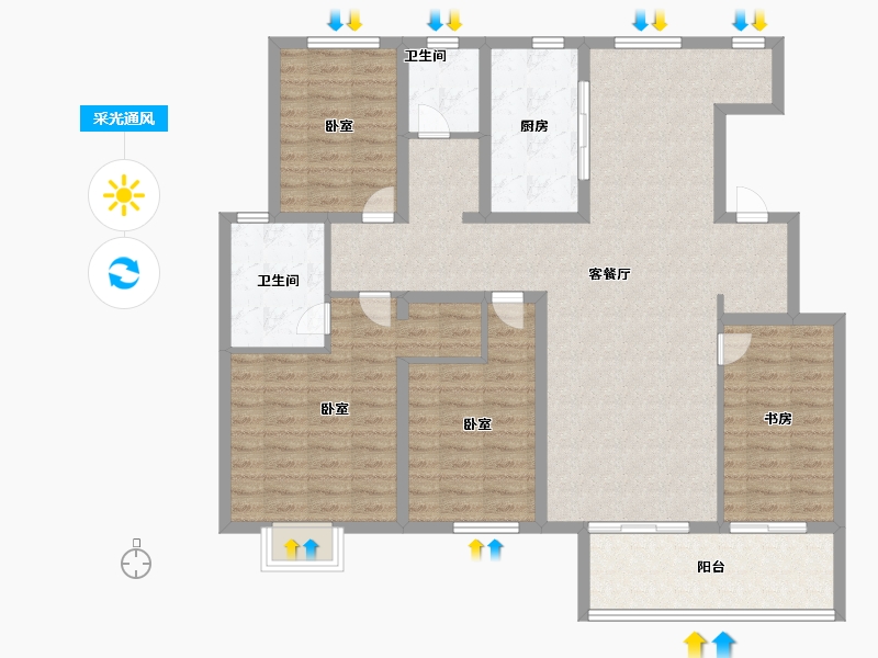 山东省-济宁市-惠民泽缘名府-125.99-户型库-采光通风