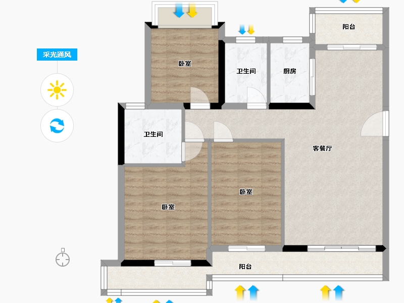 湖北省-黄石市-錦綉·御湖湾-99.26-户型库-采光通风