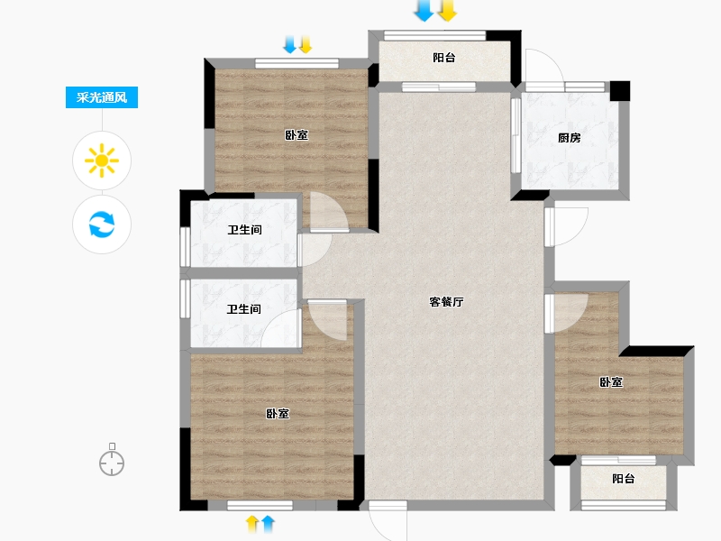 湖北省-宜昌市-宏信玫瑰城3期-101.01-户型库-采光通风