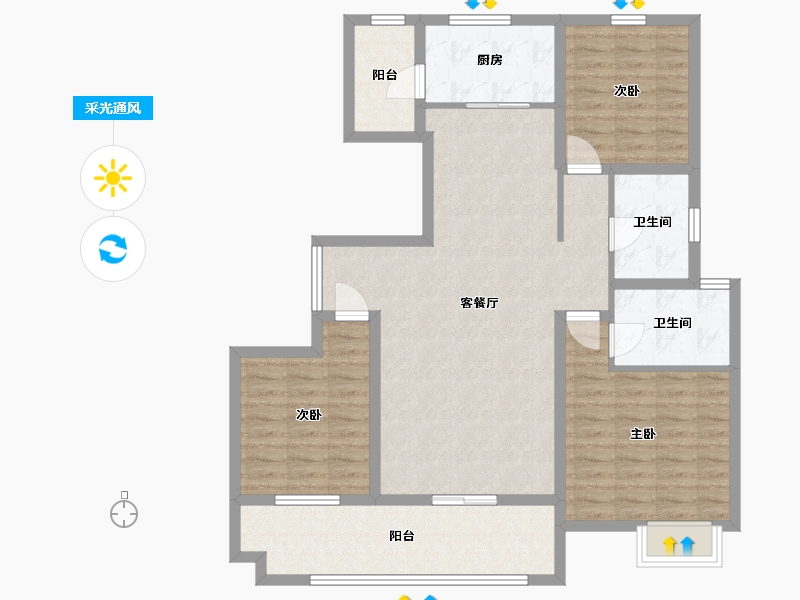 山东省-临沂市-儒辰·掌舵东岸-110.00-户型库-采光通风