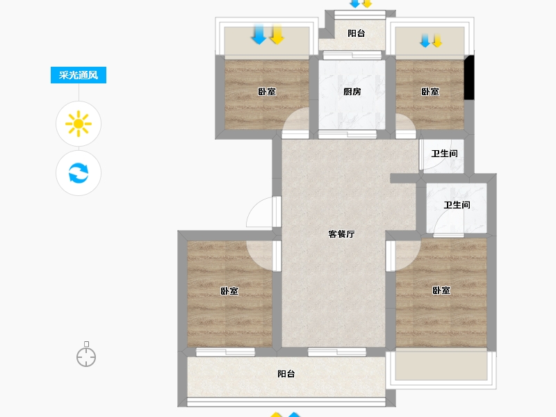 湖北省-十堰市-大家十里桃源-50.58-户型库-采光通风