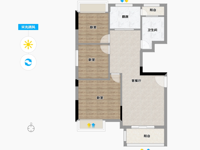 湖北省-孝感市-汉正星河-76.45-户型库-采光通风