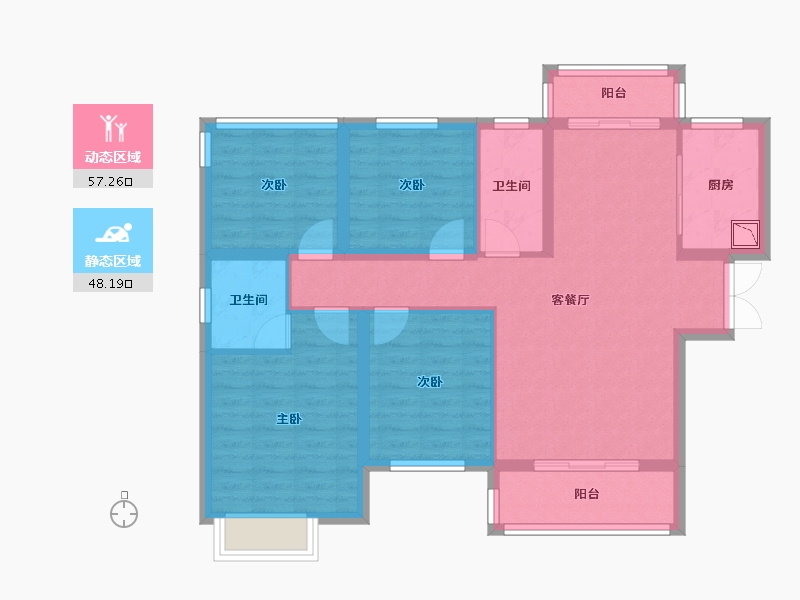 湖南省-株洲市-醴陵亿都时光-93.94-户型库-动静分区