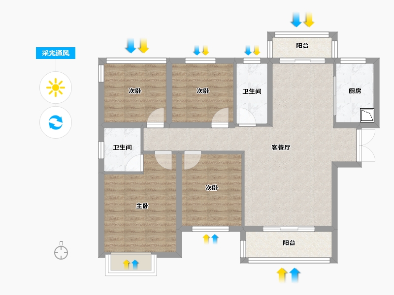 湖南省-株洲市-醴陵亿都时光-93.94-户型库-采光通风