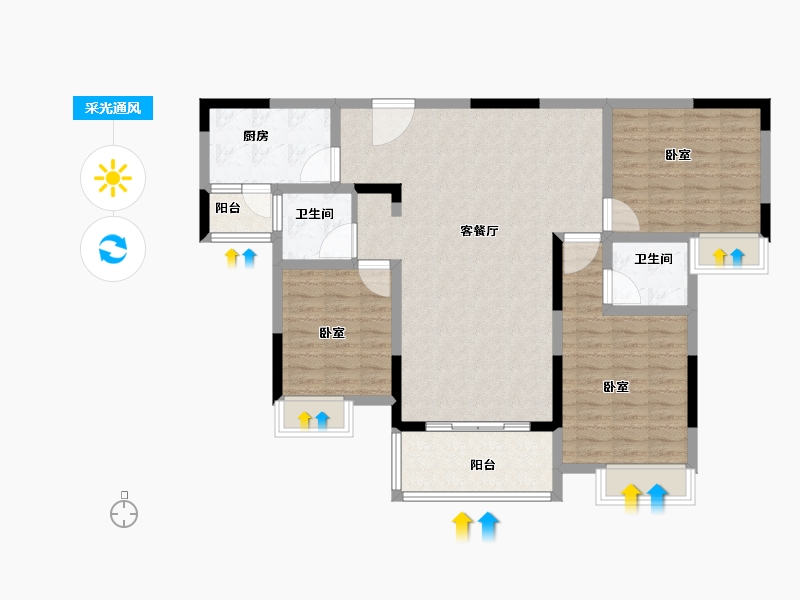 湖北省-孝感市-润达壹号广场-105.00-户型库-采光通风