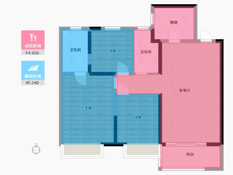 山东省-潍坊市-金科礼悦东方-89.60-户型库-动静分区