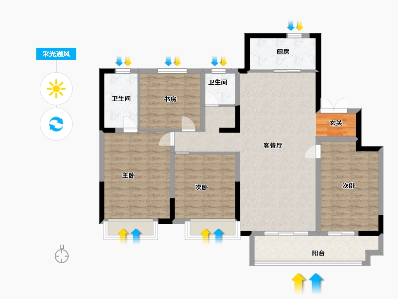 山东省-潍坊市-金科礼悦东方-112.00-户型库-采光通风