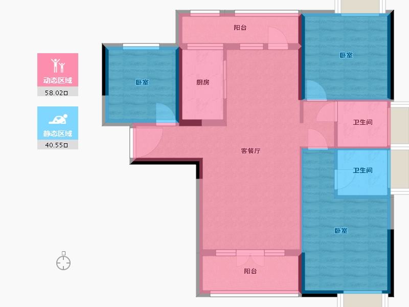 湖北省-武汉市-德雅国际城-87.73-户型库-动静分区