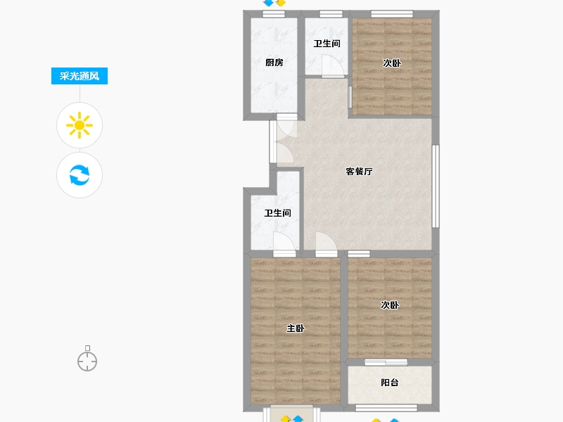 山东省-潍坊市-恒信风華上品-79.43-户型库-采光通风